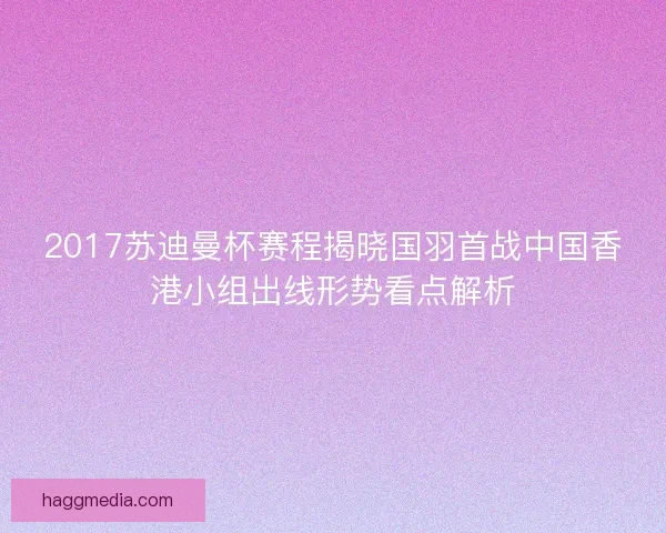 2017苏迪曼杯赛程揭晓国羽首战中国香港小组出线形势看点解析